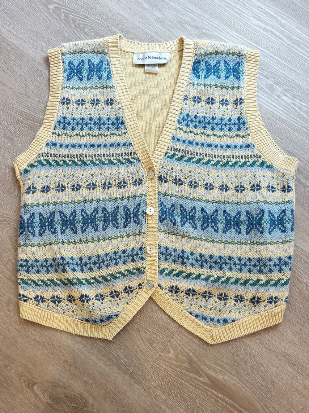 Vintage 80s/90s Norton McNaughton Fair Isle Nordic Knit Sweater Vest Size Large